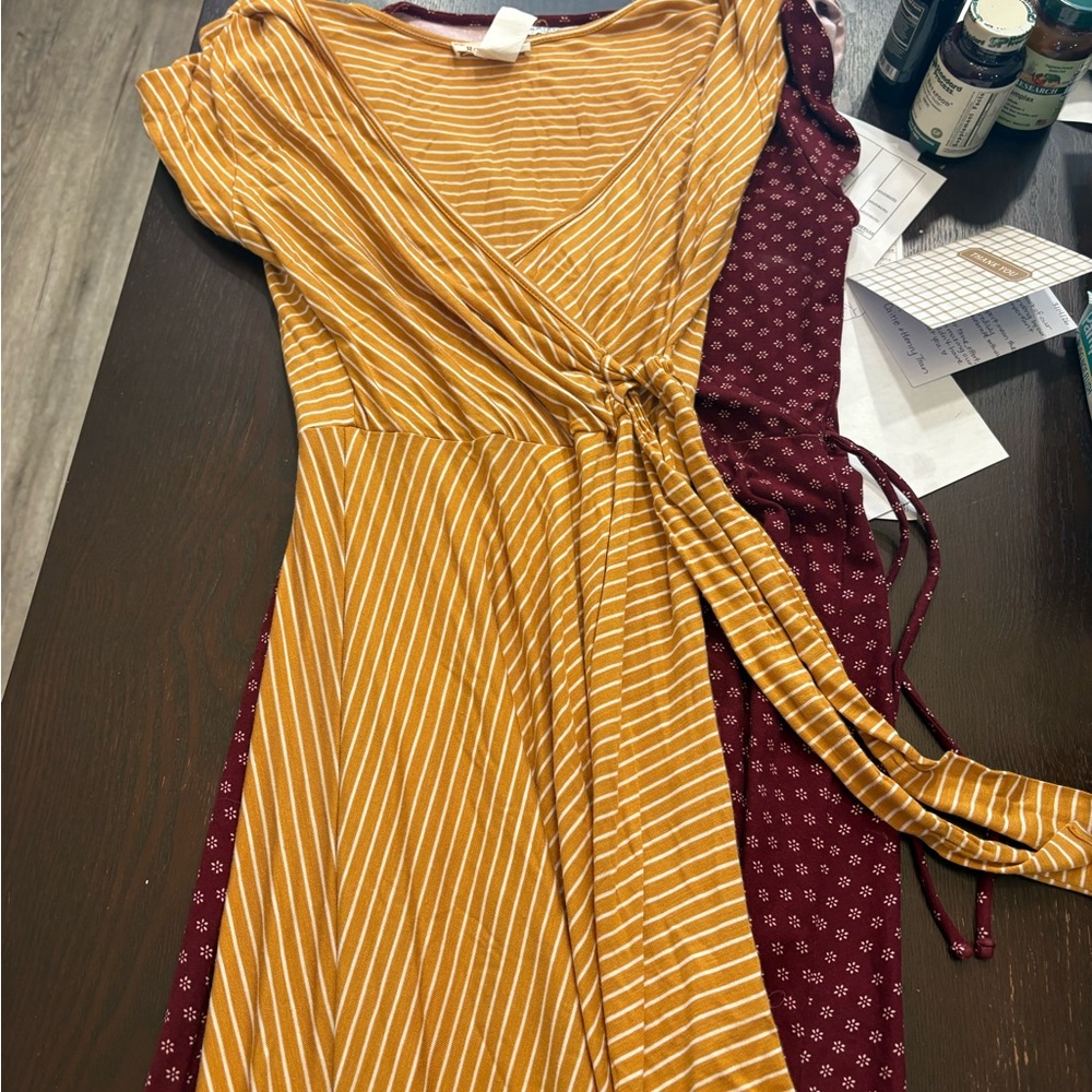 Mustard Stripe Wrap Dress - Women